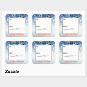 Santa and Reindeer Snowflakes Gift Label Quadratischer Aufkleber (Blatt)