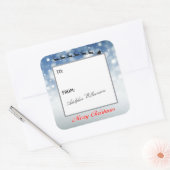 Santa and Reindeer Snowflakes Gift Label Quadratischer Aufkleber (Umschlag)