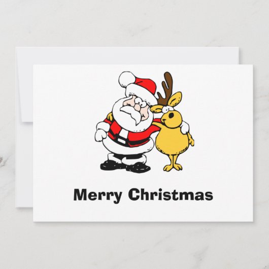 Santa and Reindeer Tasse Feiertagskarte (Vorderseite)