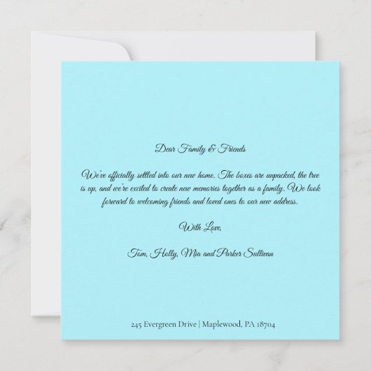 Santa and Reindeer We've Move Announcement  Ankündigung (Rückseite)