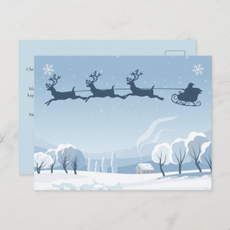 Santa and Reindeer Winter Christmas Postkarte