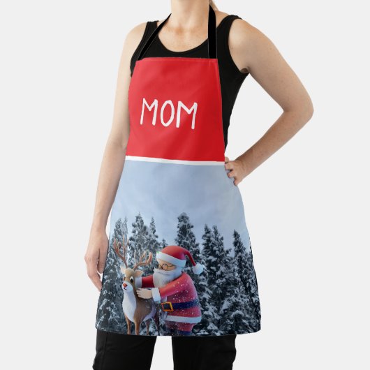 Santa and Rudolf Mom Chef All-Over Print Apron Schürze (InSitu)