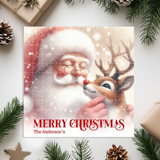 Santa and Rudolph Custom Puzzle Great Kids Gift