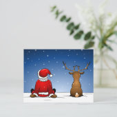 Santa and Ruloph Feiertagspostkarte (Stehend Vorderseite)