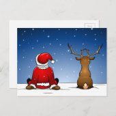 Santa and Ruloph Feiertagspostkarte (Vorne/Hinten)