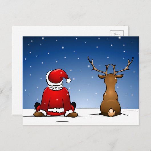 Santa and Ruloph Feiertagspostkarte (Vorne/Hinten)