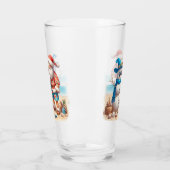 Santa and Snowman Tropical Island Christmas Glas (Links)