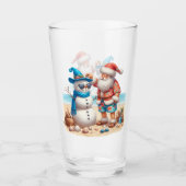 Santa and Snowman Tropical Island Christmas Glas (Vorderseite)
