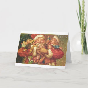 Santa and Toys Vintag Card Feiertagskarte