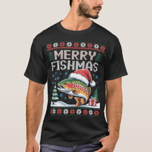 Santa Angler Liebhaber Lustiger Fischer Weihnachte T-Shirt