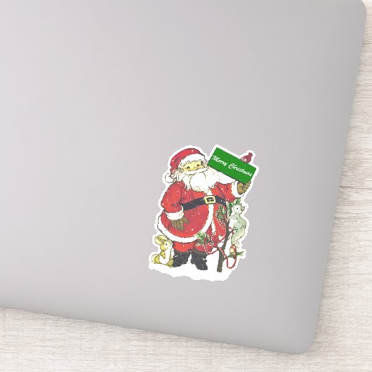 Santa Animals Little Tree Snow Frohe Weihnachten Aufkleber (Detail)