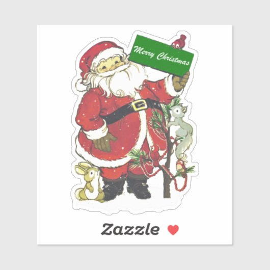 Santa Animals Little Tree Snow Frohe Weihnachten Aufkleber (Blatt)