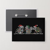 Santa Animals Xmas Silly Racoon Opossum Squirrel Button (Vorderseite/Rückseite)