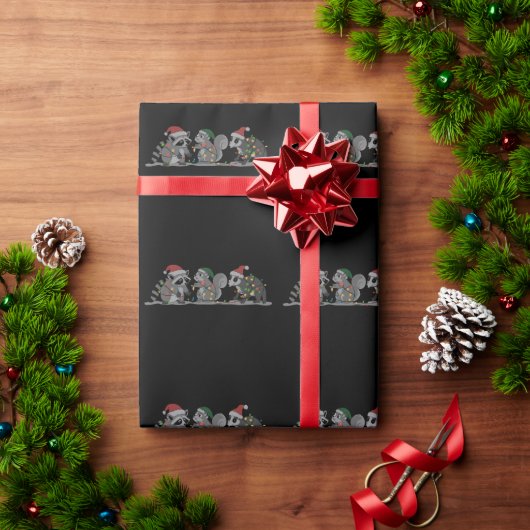 Santa Animals Xmas Silly Racoon Opossum Squirrel Geschenkpapier (Feiertagsgeschenk)