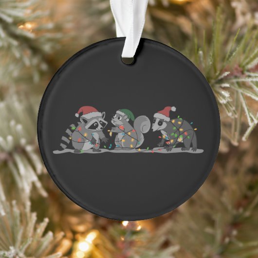 Santa Animals Xmas Silly Racoon Opossum Squirrel Ornament (Baum)