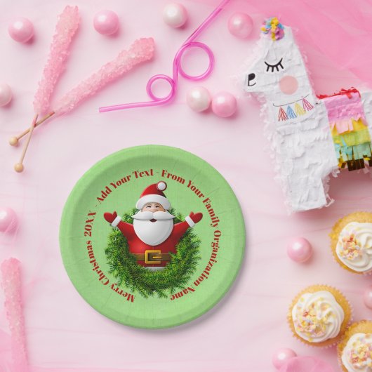 Santa Ankündigung Ihres Textnamen Jahr rot 7" Pappteller (Party)