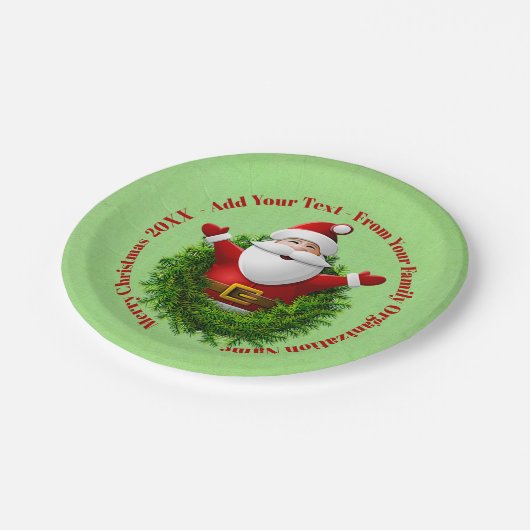 Santa Ankündigung Ihres Textnamen Jahr rot 7" Pappteller (Schrägansicht)