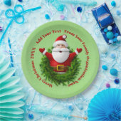 Santa Ankündigung Ihres Textnamen Jahr rot Grün 9" Pappteller (Party)