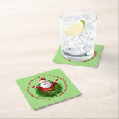 Santa Ankündigung Ihres Textnamen Jahr rot Grün Rechteckiger Pappuntersetzer (Vor Ort)