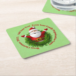 Santa Ankündigung Ihres Textnamen Jahr rot Grün Rechteckiger Pappuntersetzer