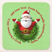 Santa Ankündigung Ihres Textnamen Jahr rot Grün Rechteckiger Pappuntersetzer (Vorderseite)