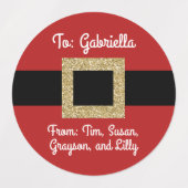 Santa Anzug Goldgürtel Weihnachten Personalisiert Etiketten (Design 1)