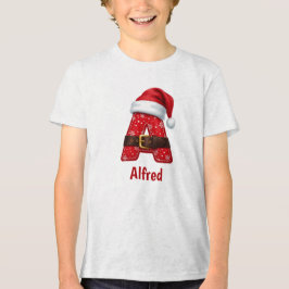 Santa-Anzug-Monogrammbuchstabe A Weihnachtsalphabe Tri-Blend Shirt