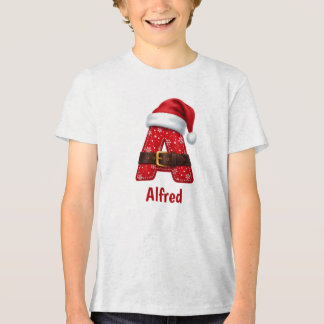 Santa-Anzug-Monogrammbuchstabe A Weihnachtsalphabe Tri-Blend Shirt