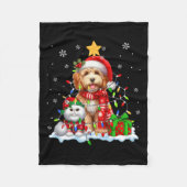 Santa Apoo mit Elf Cat Weihnachtsleuchten Eigentüm Fleecedecke (Vorderseite)
