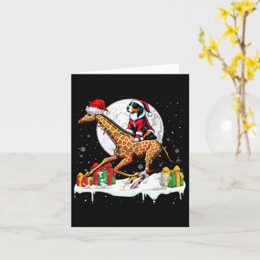 Santa Appenzeller Sennenhund Riding Giraffe Christ Karte (Gelbe Blume)