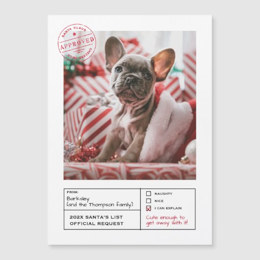Santa Approved Naughty oder Nice Form Foto Magneteinladung (Vorderseite)
