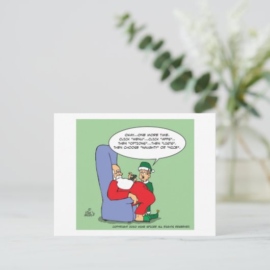 Santa Apps Feiertagspostkarte (Stehend Vorderseite)