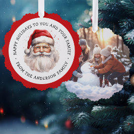 Santa Aquarell Malerei und Foto Feiertage Ornament Karte