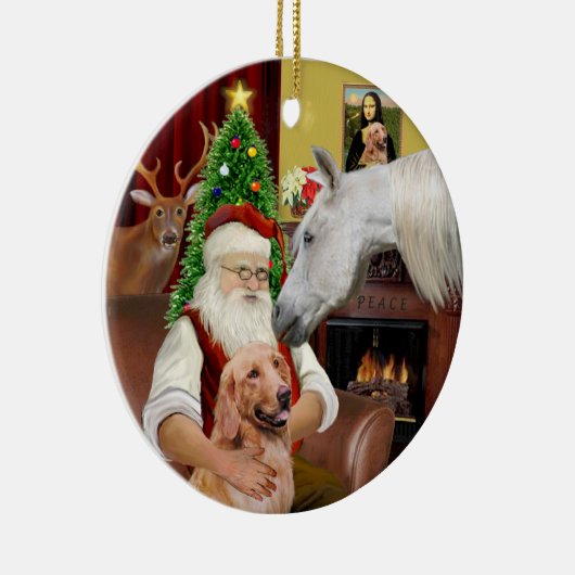 Santa - Arabisches Pferd und Golden Keramikornament (Rechts)