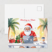 Santa arbeitet an feiertagspostkarte (Vorne/Hinten)