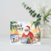 Santa arbeitet an Weihnachten in der Schicht. (Stehend Vorderseite)