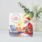 Santa arbeitet an Weihnachten in der Schicht. (Stehend Vorderseite)