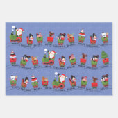 Santa & Asian Girl im Zug Geschenkpapier Set (Vorderseite 2)