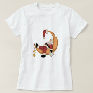 Santa Asleep auf dem Mond Tshirts und Geschenke