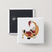 Santa Asleep auf dem Mond Tshirts und Geschenke Button (Vorne & Hinten)