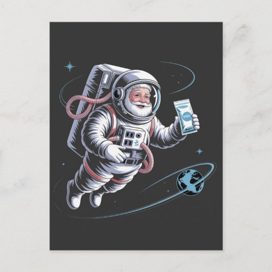 Santa Astronaut mit Spacesuit Festliche Weihnachte Einladungspostkarte (Vorderseite)