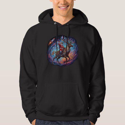 Santa Astronaut Riding Flying Reindeer Space Chris Hoodie (Vorderseite)