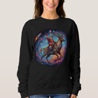 Santa Astronaut Riding Flying Reindeer Space Chris Sweatshirt
