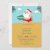 Santa at beach cartoon einladung (Vorderseite)