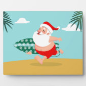Santa at beach cartoon fotoplatte (Vorderseite)