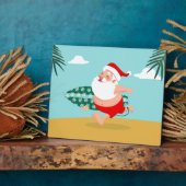 Santa at beach cartoon fotoplatte (Seite)