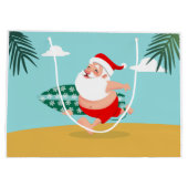 Santa at beach cartoon große geschenktüte (Rückseite)