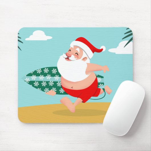 Santa at beach cartoon mousepad (Mit Mouse)