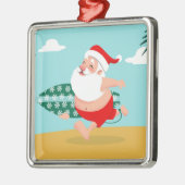 Santa at beach cartoon ornament aus metall (Links)