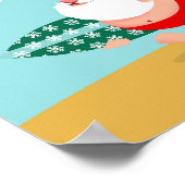 Santa at beach cartoon poster (Ecke)